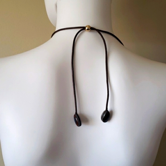 Beautiful Design, Colorful Hanging From a Leather Thread. Women's Necklace - Picture 2 of 12